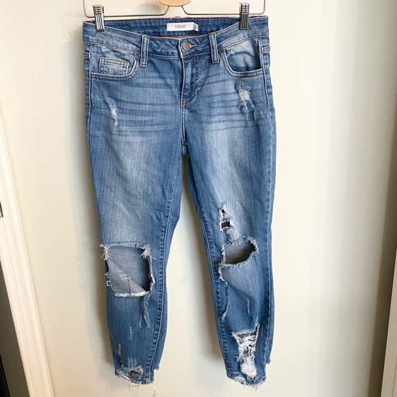 CELLO light wash mid rise distressed denim jeans - Picture 5 of 15